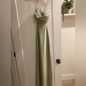 Light green maxi dress.